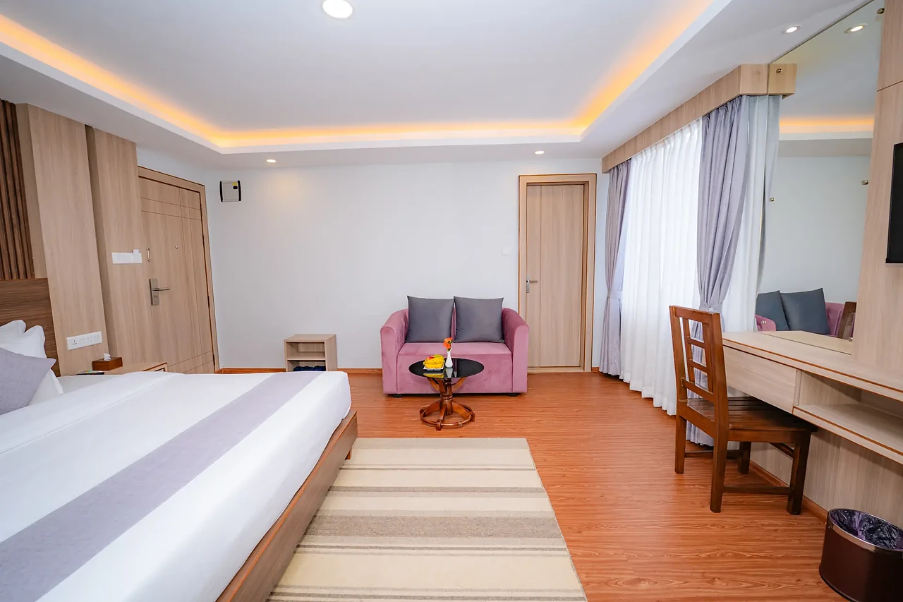 Suite seating corner and dressing table at Hotel Sampada
